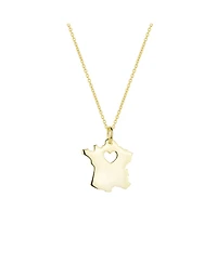 Spero London Love France Map Heart Necklace Sterling Silver