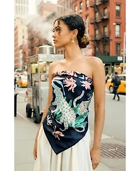 Jessie Zhao New York Double Sided Silk Scarf Night Jungle Gathering