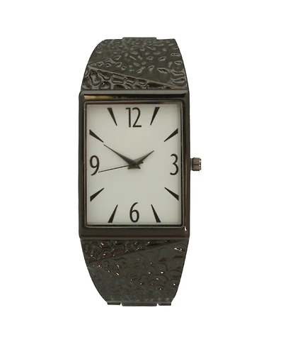 Olivia Pratt Gunmetal Textured Metallic Bangle Watch