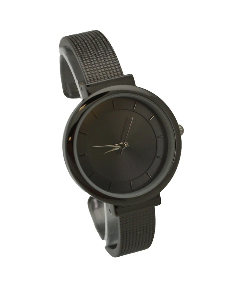 Olivia Pratt Gunmetal Shiny Face Textured Bangle Watch
