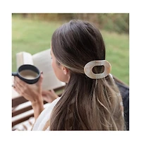 Headbands of Hope Large Oval Claw Clip Set – Golden Matte + Ivory Marble