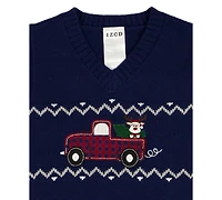 Izod Baby Boys 3-Piece Fairisle Truck Sweater Vest, Shirt and Pants Set