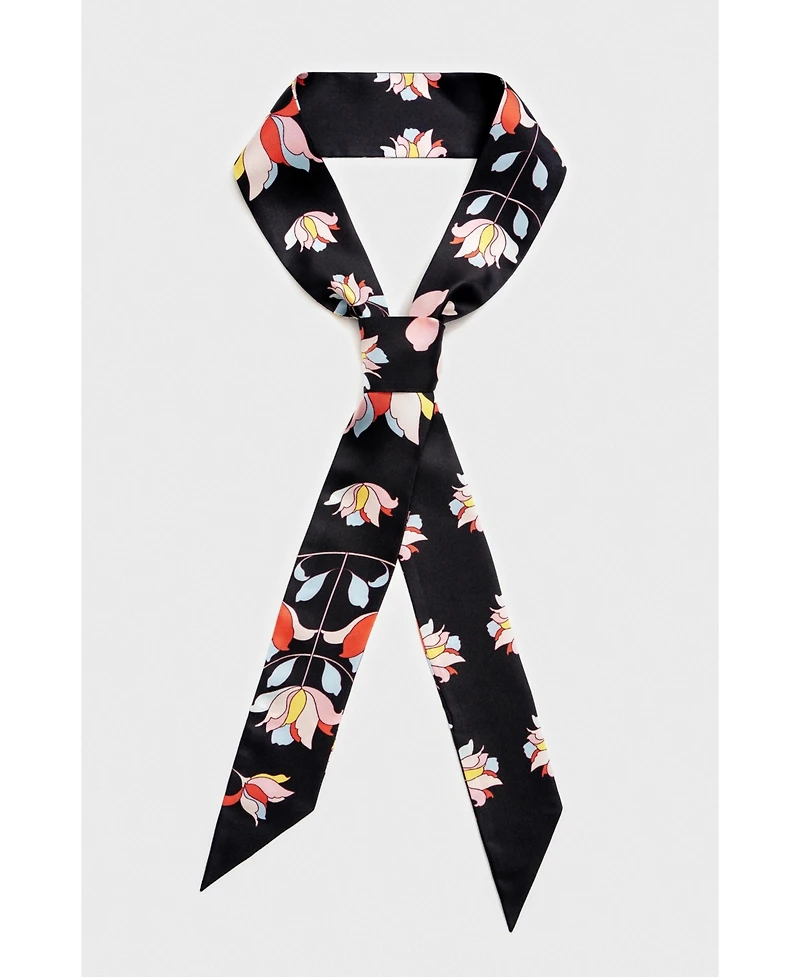 Jessie Zhao New York Silk Skinny Scarf Midnight Garden