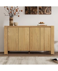 Streamdale Retro Wood Buffet Cabinet - 4 Door, Adjustable Shelves (Natural)