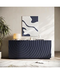 Streamdale FurnitureNavy Blue Buffet Cabinet with 4 Doors, 59" Sideboard