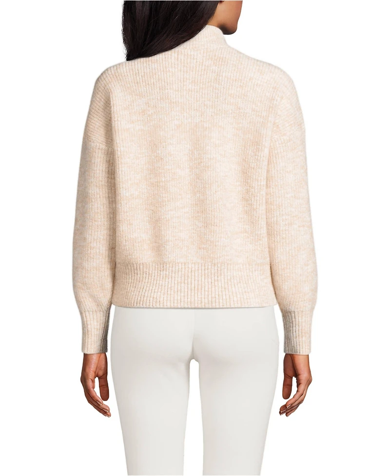 Lands' End Women's Fuzzy Wedged Quarter Zip Sweater