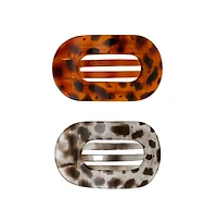 Headbands of Hope Large Oval Claw Clip Set – Tortoise & Smoke Leopard