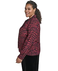 Calvin Klein Plus Printed Long Sleeves Tie Neck Top