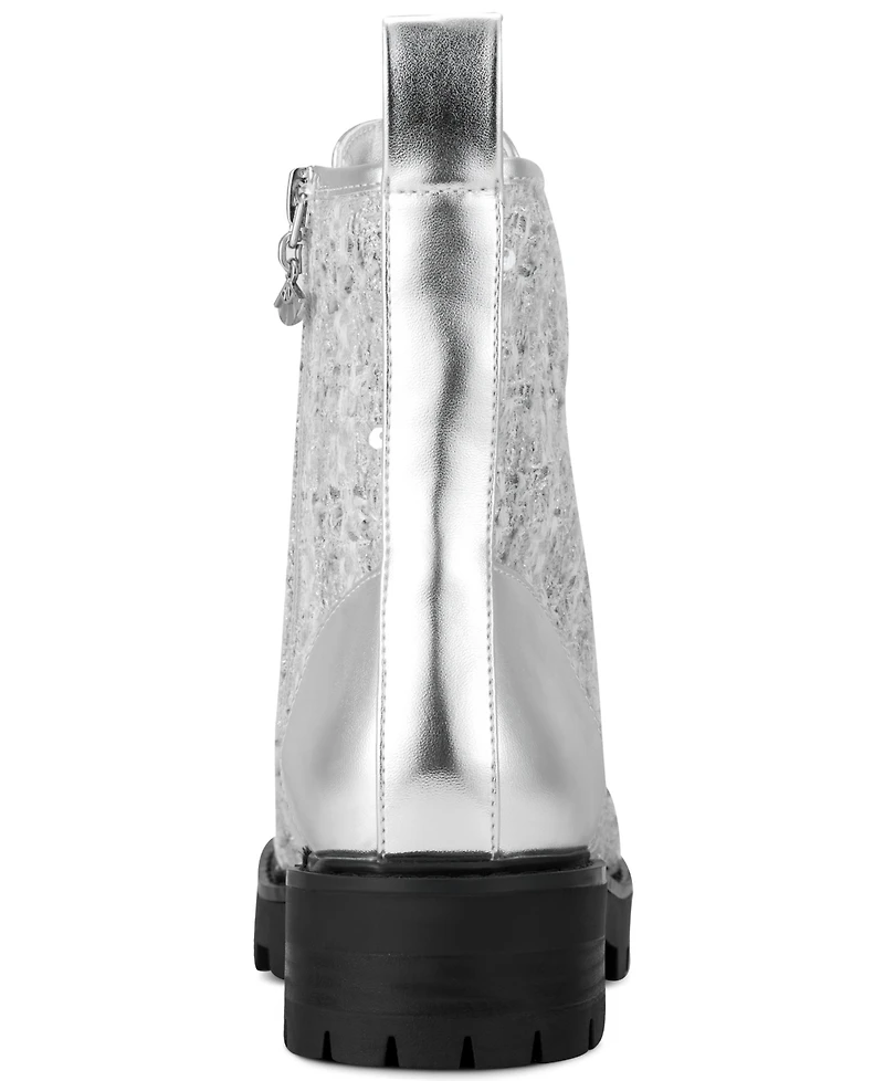 Karl Lagerfeld Paris Women's Marlee Sequin Combat Boots