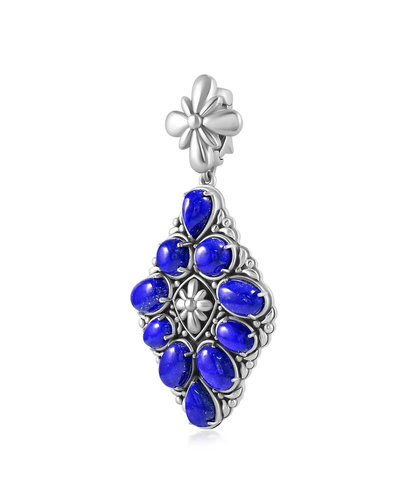 American West Jewelry Sterling Silver Lapis Diamond Shaped Cluster Pendant Enhancer