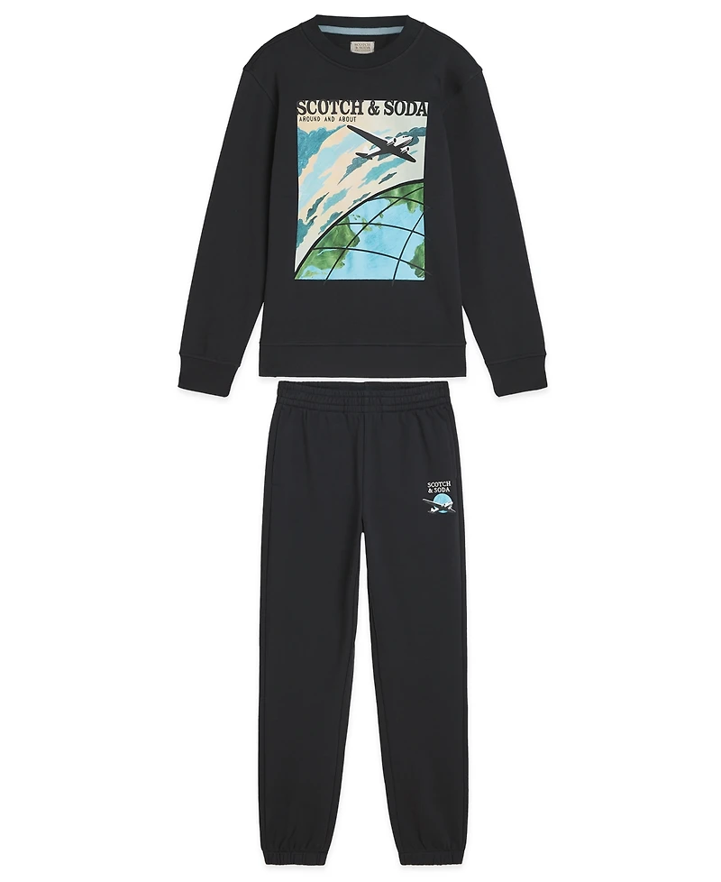 Scotch & Soda Boys 4T-7 2-Piece Graphic Crewneck Sweatshirt and Jogger Pants Set