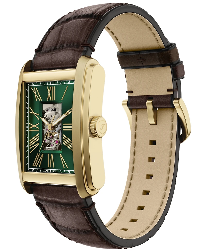 Fossil Men's Carraway Automatic Brown Croco Leather Watch
