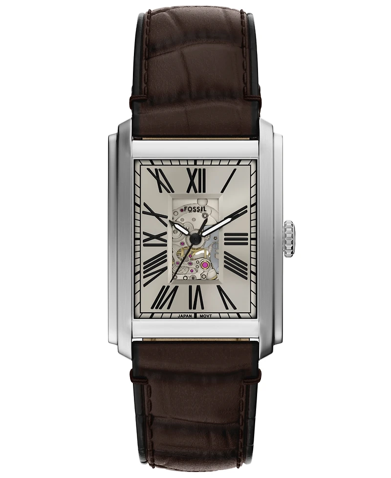 Fossil Men's Carraway Automatic Brown Croco Leather Watch