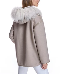 Julia & Stella by Maximilian Women's Reversible Woolblend Jacket with Mongolian Trim