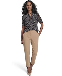 Tommy Hilfiger Women's Rope Print Ruffle Mock Neck Blouse