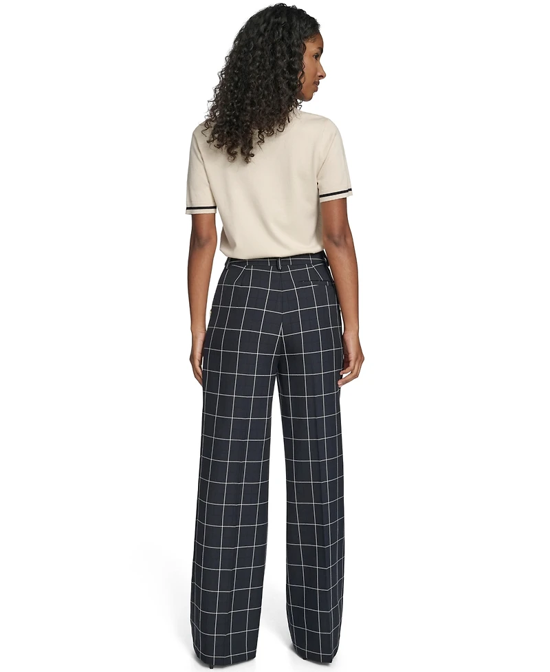 Tommy Hilfiger Women's High Rise Windowpane Sailor Pants