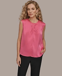 Donna Karan New York Women's Solid Sleeveless Twist Neck Top