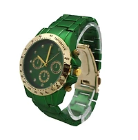 Green Solid Color Metal Three Dial Women Watch