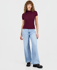 Guess Women's Short-Sleeve Asymmetric-Neck Damiana Top