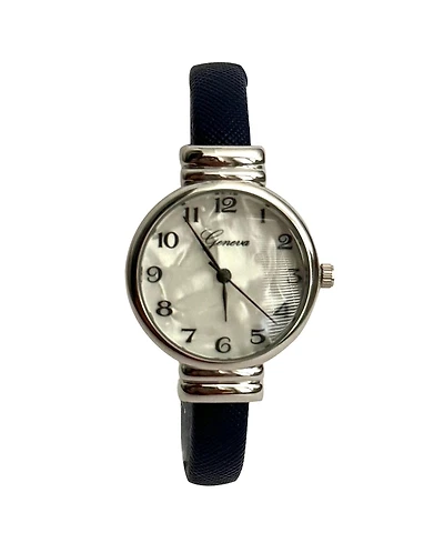 Olivia Pratt Navy Faux Leather Thin Bangle Women Watch
