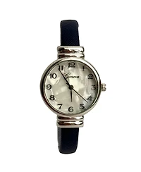 Olivia Pratt Navy Faux Leather Thin Bangle Women Watch