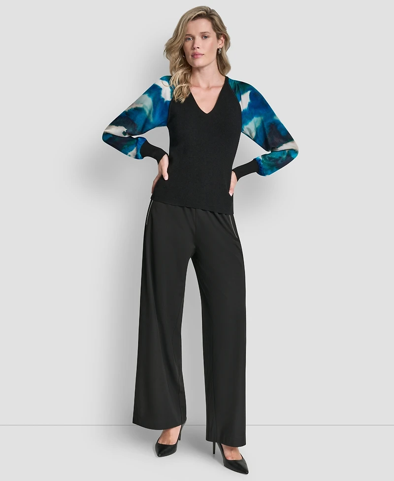 Dkny Women's Long Sleeve V-Neck Top