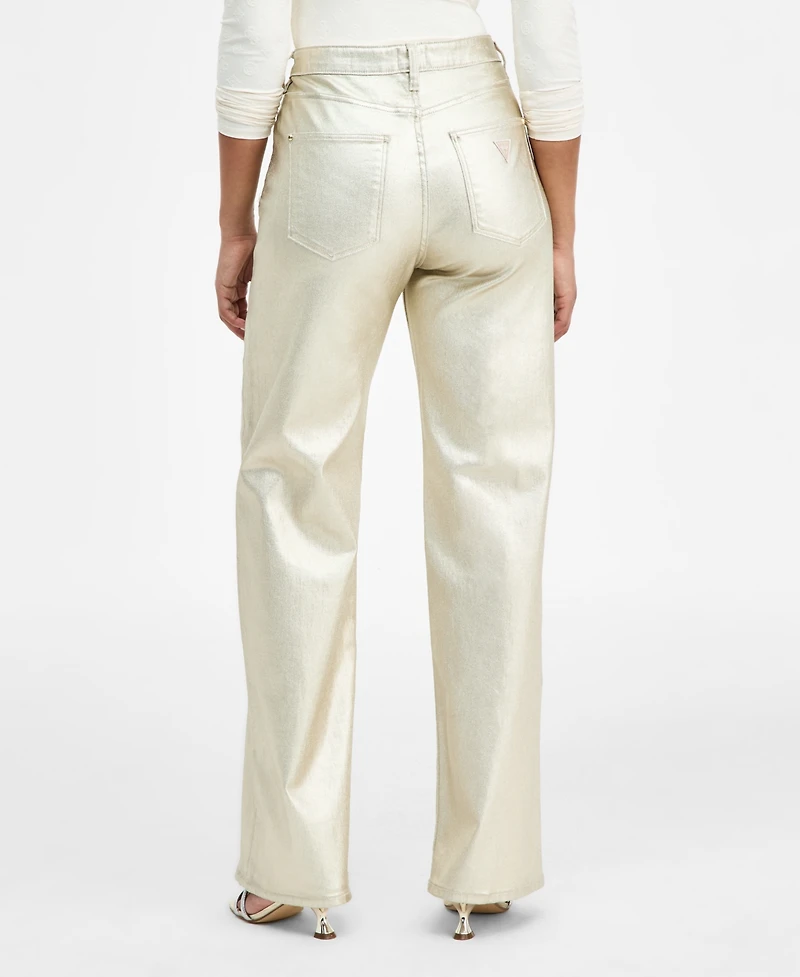 Guess Women's Foil High-Rise Wide-Leg Jeans