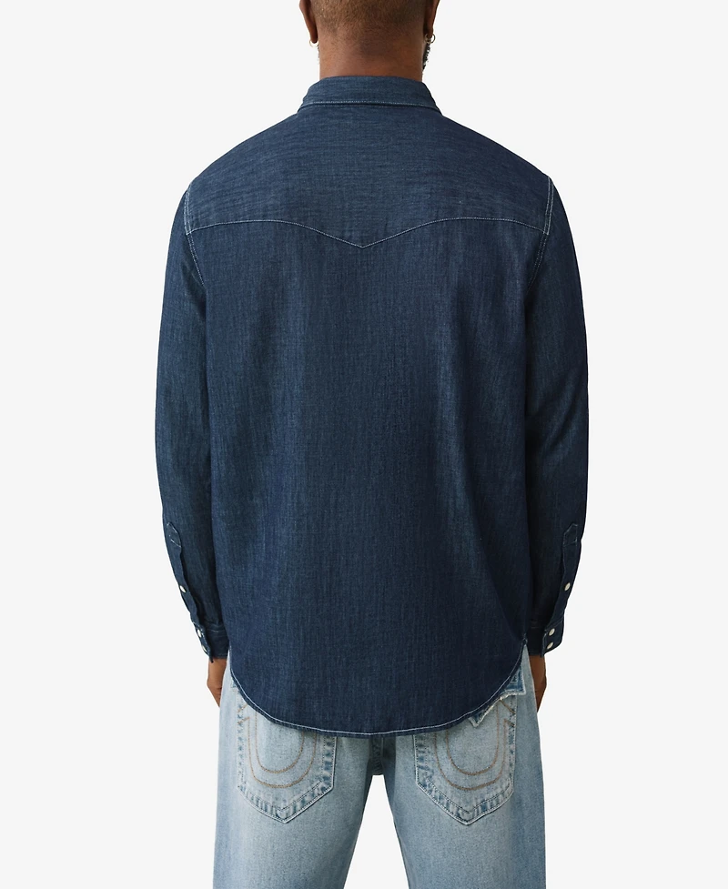 True Religion Men's Dark Wash Western Shirt