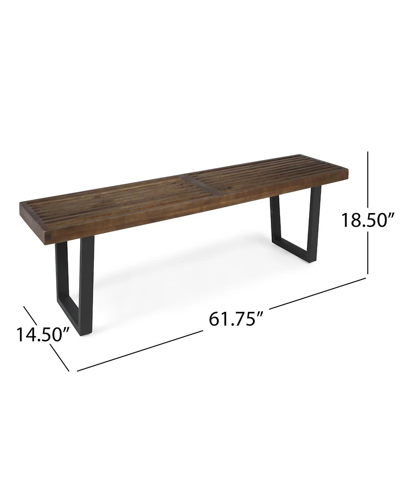 Streamdale Furniture Acacia Wood Patio Bench - Dark Brown & Black