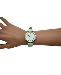 Olivia Pratt Mint Stripped Pastel Colors Faux Leather Women Watch