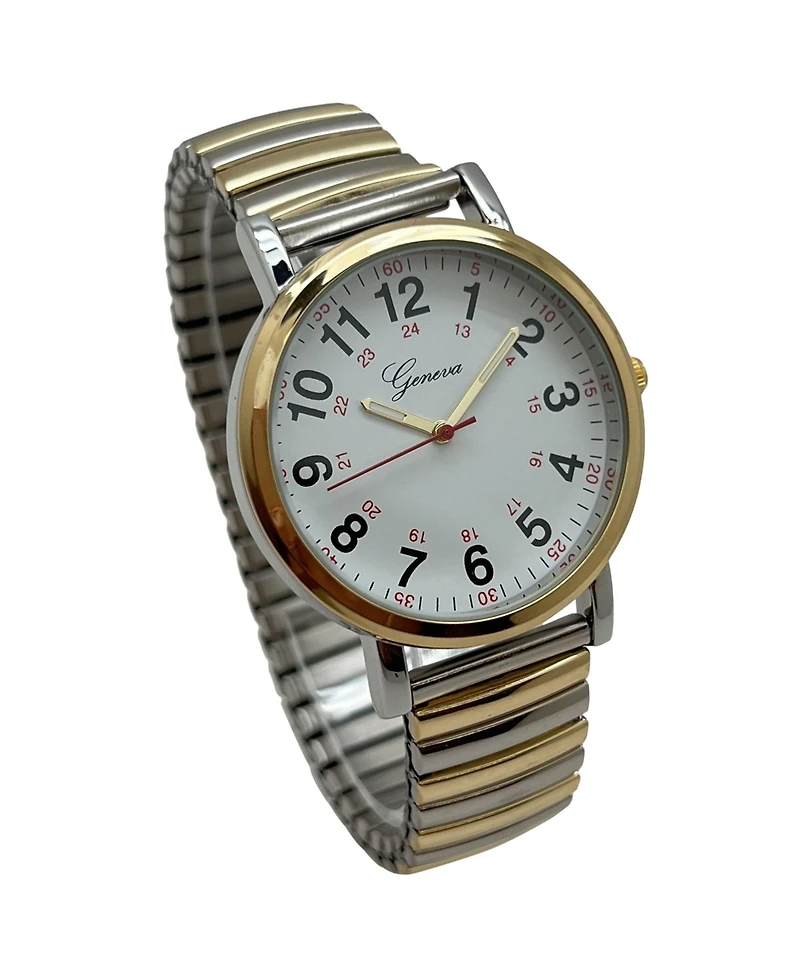 Olivia Pratt Two Tone Bold Numbers and Casual Stretch Band Women Watch