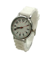 Olivia Pratt White Solid Silicone Bold Numbers Women Watch