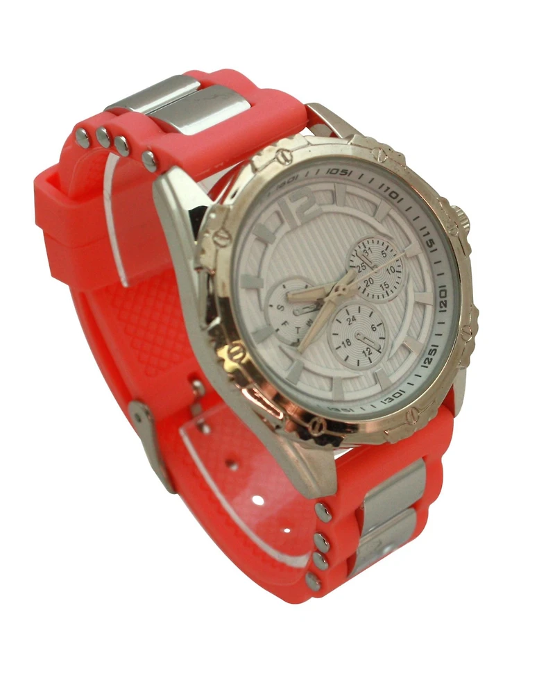 Olivia Pratt Pink Sporty Silicone Band Boyfriend Women Watch