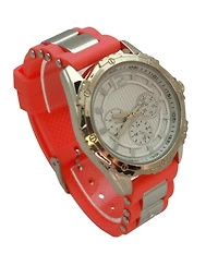 Olivia Pratt Pink Sporty Silicone Band Boyfriend Women Watch