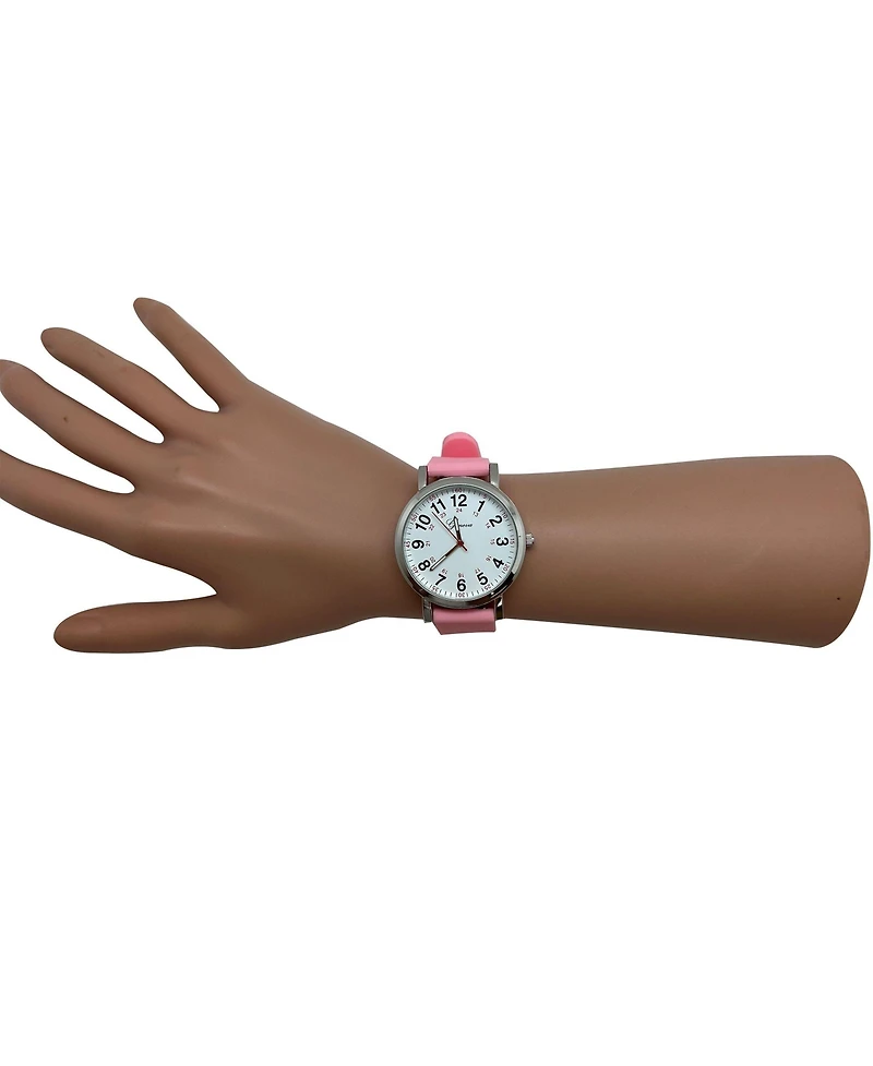 Olivia Pratt Pink Easy-Read Nurse Watch with Silicone Band Women Watch