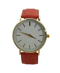 Olivia Pratt Coral Minimalist Leather Strap Watch