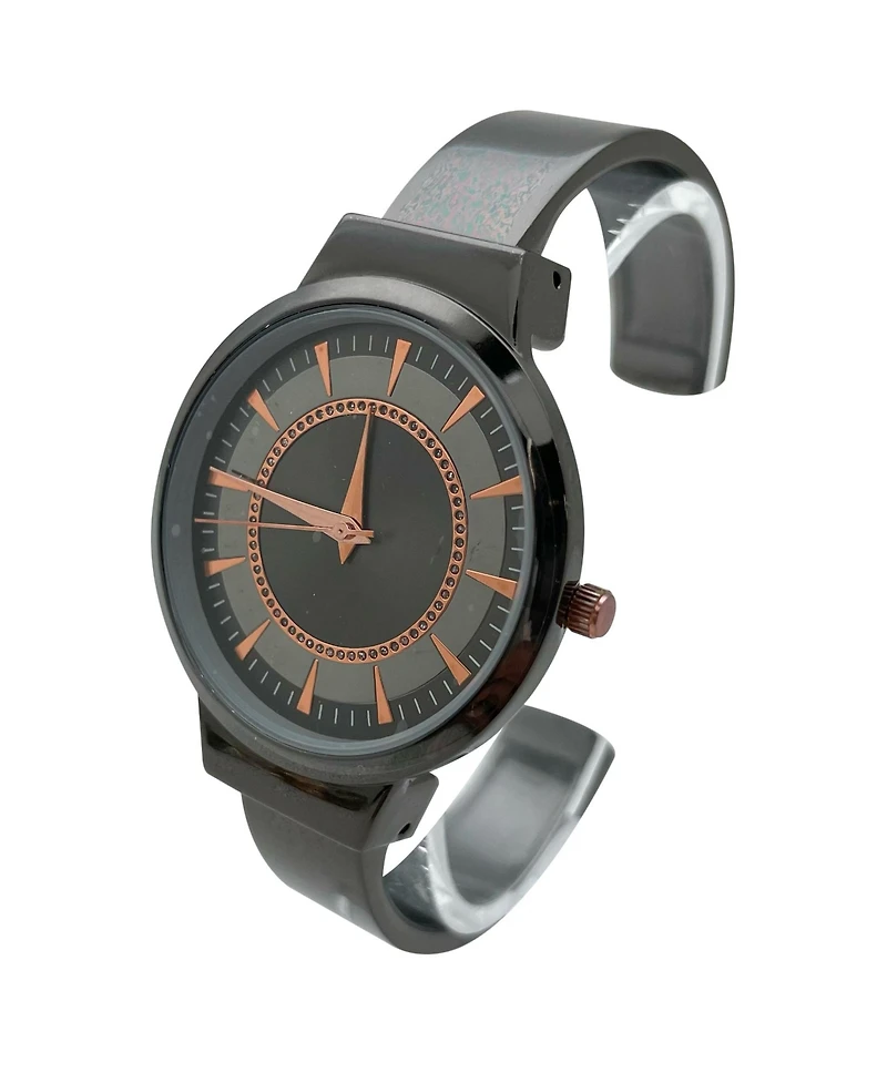 Olivia Pratt Metallic Colors Round Face Bangle Women Watch, Gunmetal
