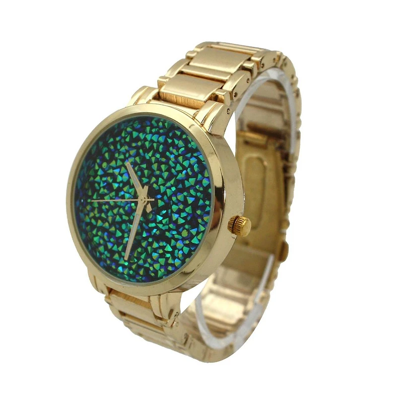 Olivia Pratt Teal Gold Sparkling Face Women Watch
