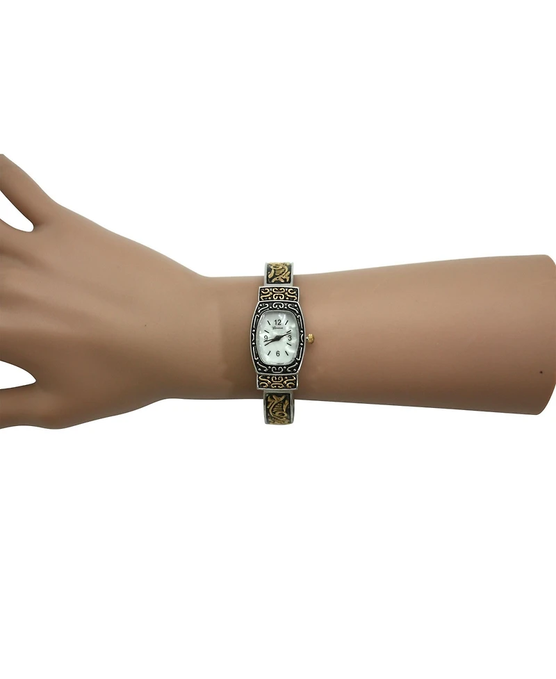 Olivia Pratt Two Tone Delicate Textured Bangle Women Watch
