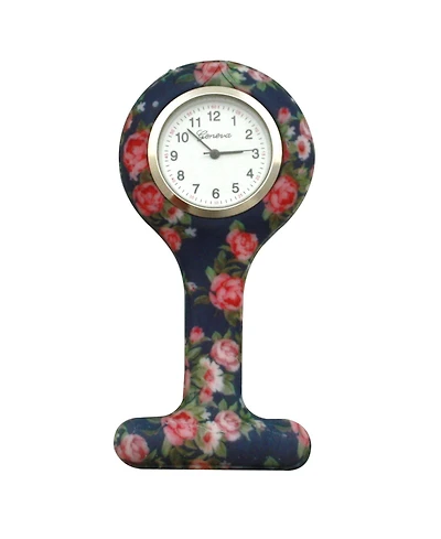 Olivia Pratt Navy Floral Printed Silicone Fob Nurse Watch