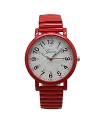 Olivia Pratt Red Bold Numbers and Casual Stretch Band Women Watch