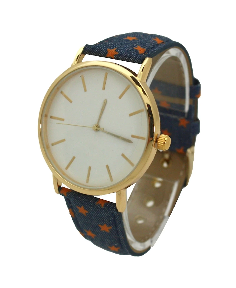 Olivia Pratt Stars Denim Strap Watch