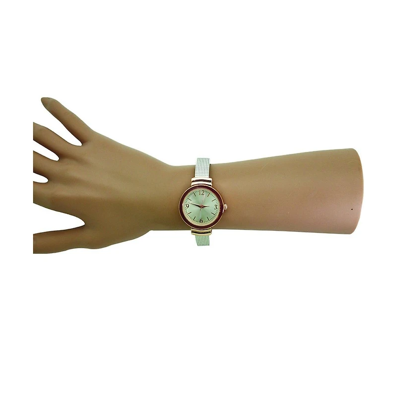 Silver Rose Gold Olivia Pratt Every Day Textured Metal Bangle Watch