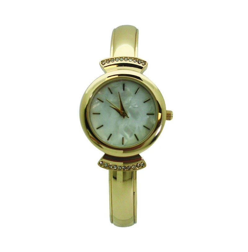 Olivia Pratt Gold Olivia Pratt Pearl Tone Face Metal Bangle Watch