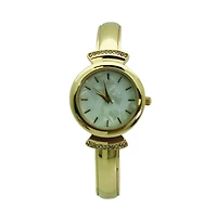 Olivia Pratt Gold Olivia Pratt Pearl Tone Face Metal Bangle Watch