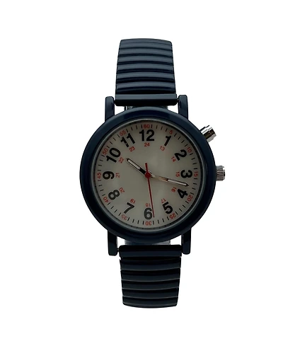 Olivia Pratt Navy Stretch Band Easy Read Nurse Watch with Second Hand Women Watch