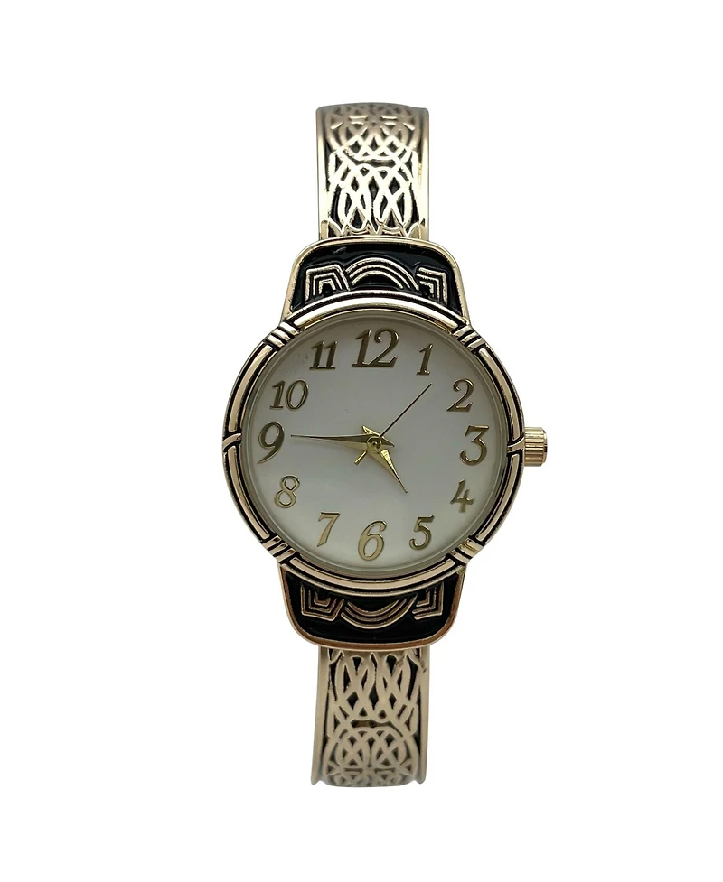 Olivia Pratt Elegant Metallic and Detailed Round Face Bangle Women Watch