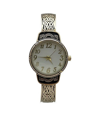 Olivia Pratt Elegant Metallic and Detailed Round Face Bangle Women Watch