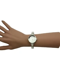 Silver Metallic Round Face Bangle Women Watch