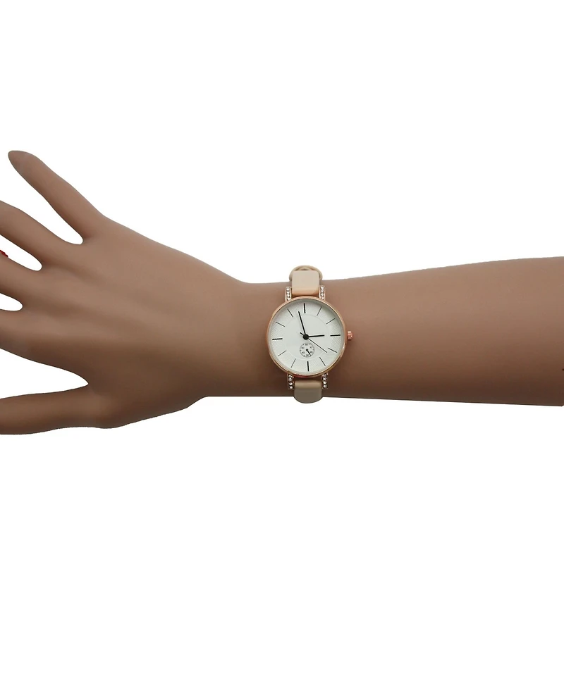 Olivia Pratt Faux Leather Solid Color Round Face Women Watch